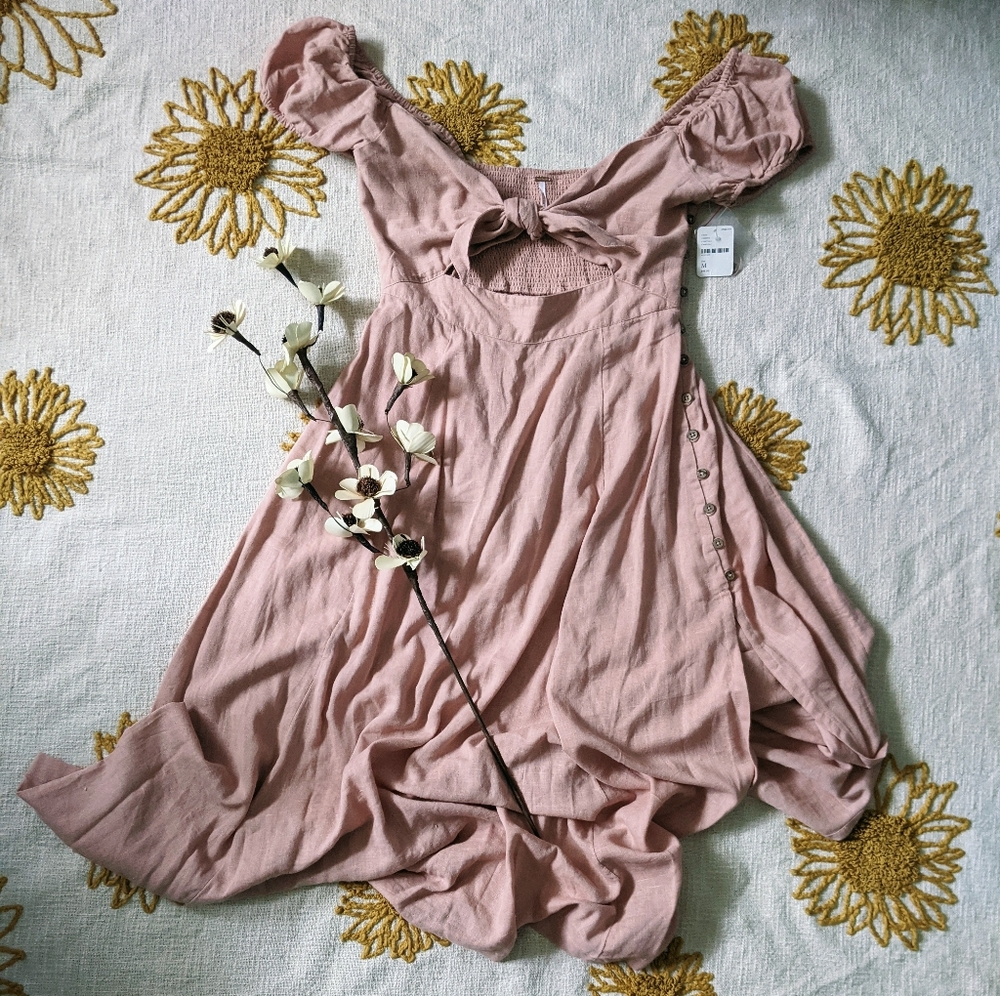 Free People Blush Pink Milkmaid Dress Medium